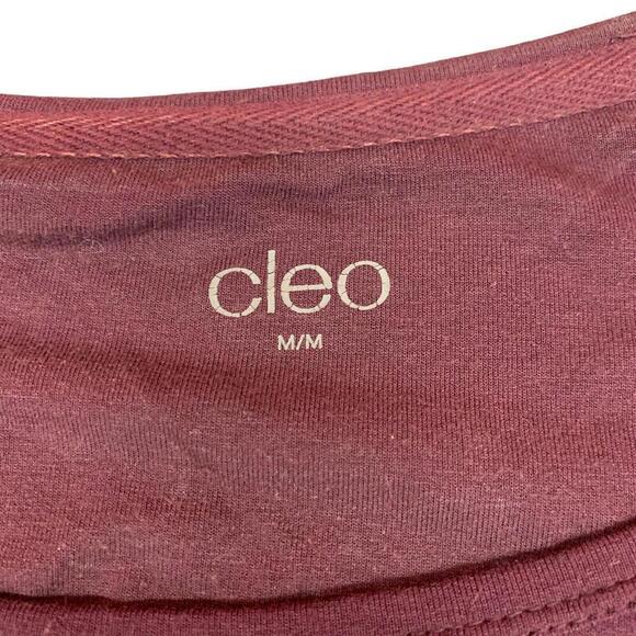 Cleo Womens Long Sleeve Burgundy Round Neck Top Shirt Rayon Blend Size M - Picture 3 of 9
